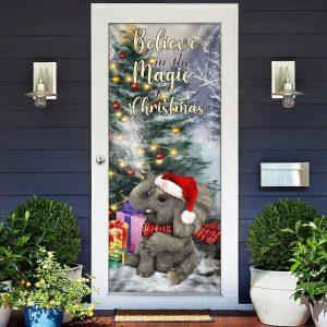 Christmas Farm Decor, Elephant Door Cover, Believe…