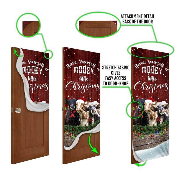 Christmas Farm Decor, Happy Cattle Christmas Door Cover