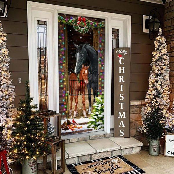 Christmas Farm Decor, Horse Christmas Door Couple Happy Couple, Christmas Horse Decor
