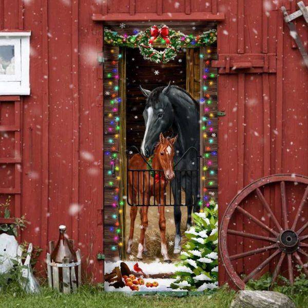 Christmas Farm Decor, Horse Christmas Door Couple Happy Couple, Christmas Horse Decor