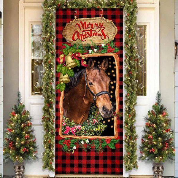 Christmas Farm Decor, Horse Christmas Door Cover