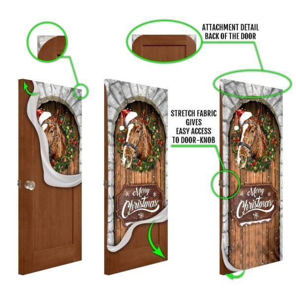 Christmas Farm Decor, Horse Christmas Door Cover, Christmas Horse Decor