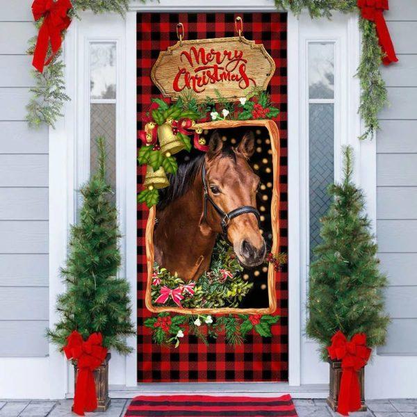 Christmas Farm Decor, Horse Christmas Door Cover, Christmas Horse Decor, Unique Gifts Doorcover