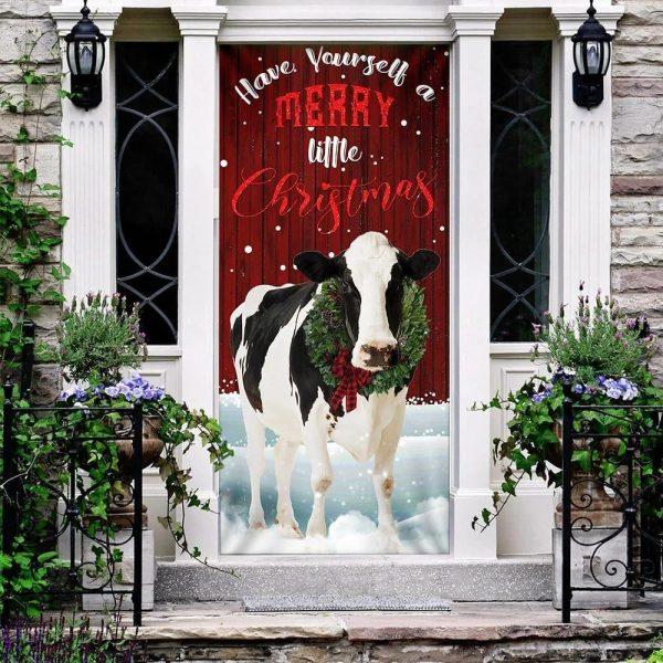 Christmas Farm Decor, Merrry Christmas Cattle Door Cover