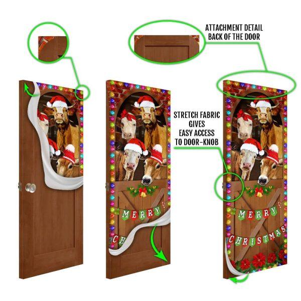 Christmas Farm Decor, Merry Christmas Door Cover, Cow Cattle Door Cover