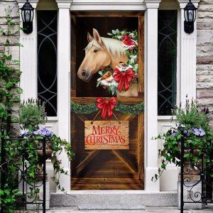 Christmas Farm Decor Merry Christmas Horse In Stable Door Cover Christmas Horse Decor 2 rc1wwv.jpg