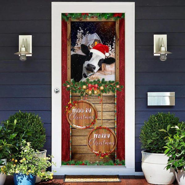 Christmas Farm Decor, Moory Christmas Cow Door Cover