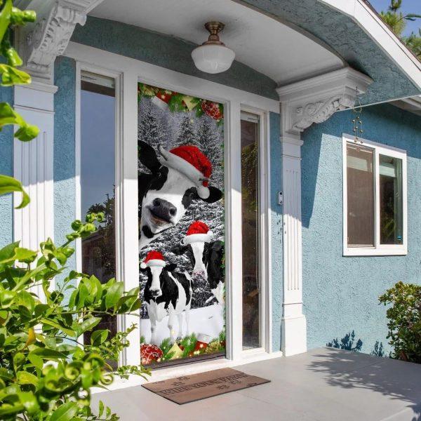 Christmas Farm Decor, Oh Mooey Christmas Dairy Cattle Door Cover Decorations