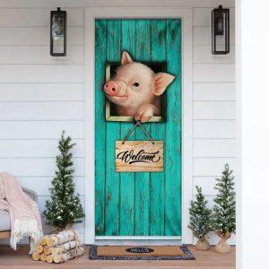 Christmas Farm Decor, Pig Welcome Door Cover,…