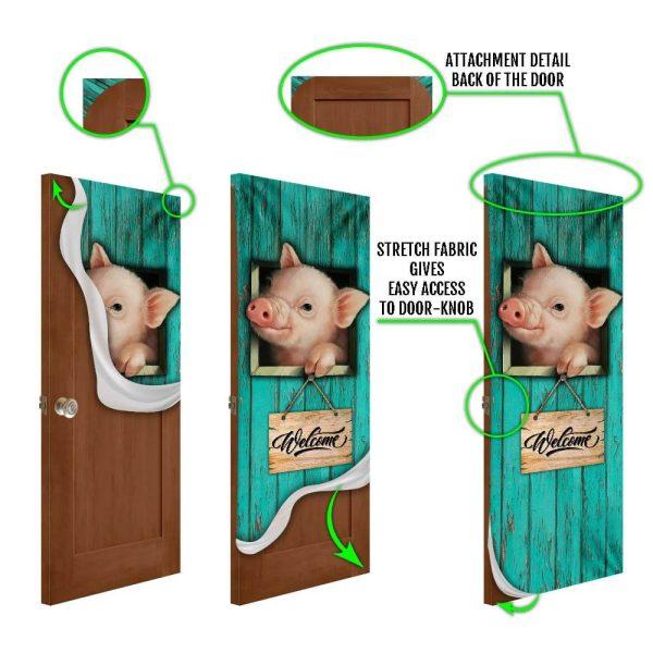 Christmas Farm Decor, Pig Welcome Door Cover, Unique Gifts Doorcover, Christmas Gift For Friends