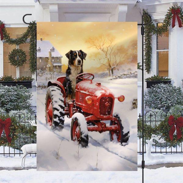 Christmas Flag, A Loyal Dog Drive The Red Tractor Christmas Garden Flag, Christmas Garden Flags, Christmas Outdoor Flag