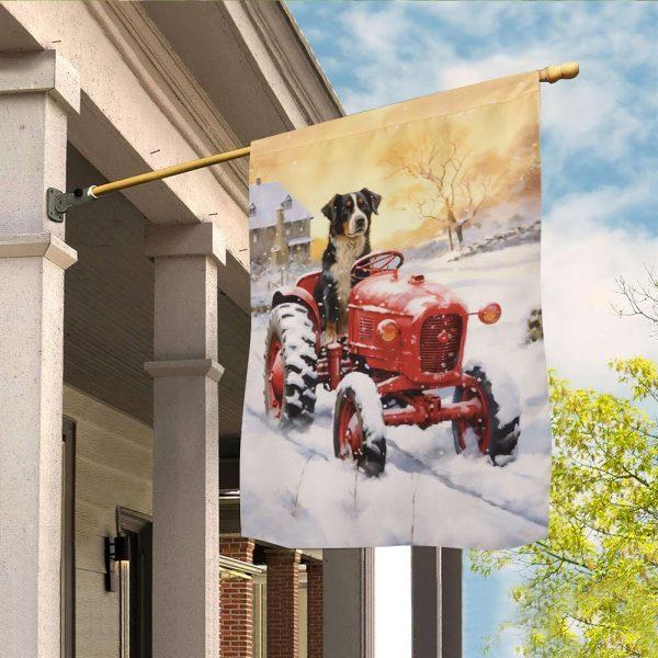 Christmas Flag, A Loyal Dog Drive The Red Tractor Christmas Garden Flag, Christmas Garden Flags, Christmas Outdoor Flag