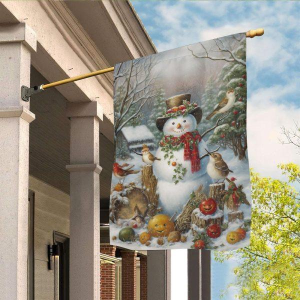 Christmas Flag, A Snowmans Festive Gathering Christmas Garden Flag, Christmas Garden Flags, Christmas Outdoor Flag