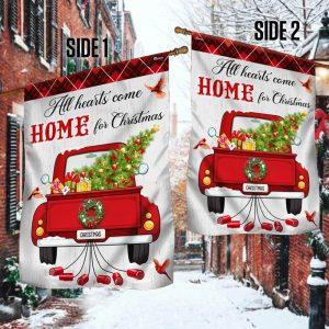 Christmas Flag All Hearts Come Home For Christmas Red Truck Flag Christmas Garden Flags Christmas Outdoor Flag 2 pxmjww.jpg