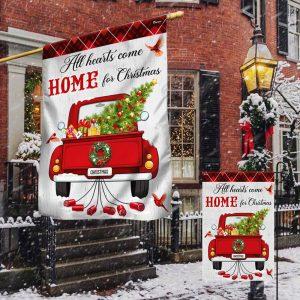 Christmas Flag All Hearts Come Home For Christmas Red Truck Flag Christmas Garden Flags Christmas Outdoor Flag 4 klh70q.jpg