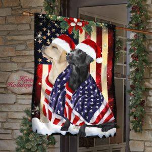 Christmas Flag, Black And Yellow Labrador Retrievers…