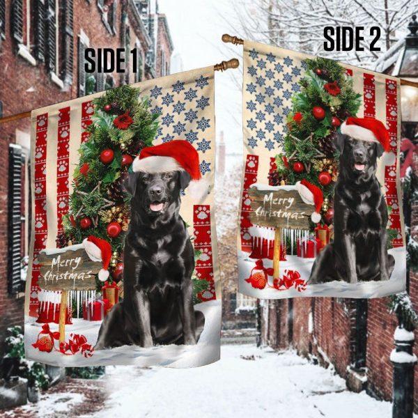 Christmas Flag, Black Labrador Retriever Dog Christmas American Flag, Christmas Garden Flags, Christmas Outdoor Flag