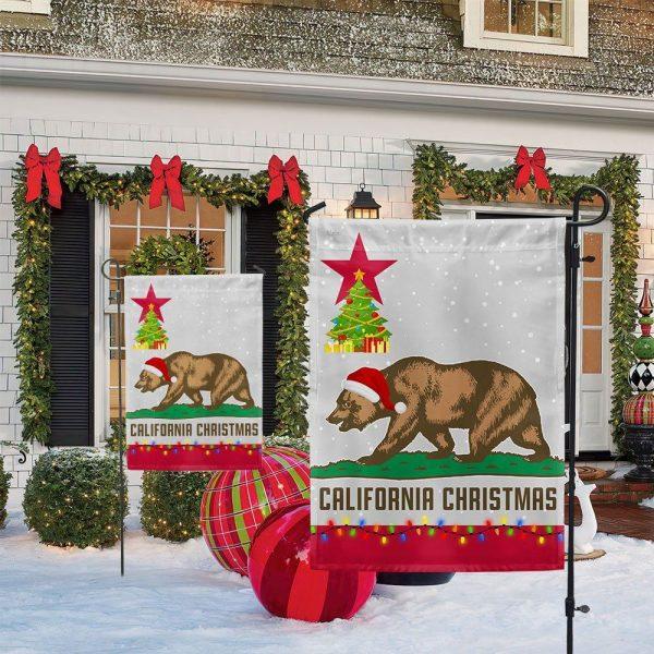 Christmas Flag, California Christmas Santa Bear Merry Christmas Flag, Christmas Garden Flags, Christmas Outdoor Flag