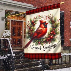 Christmas Flag, Cardinal Christmas Wreath Flag, Christmas…