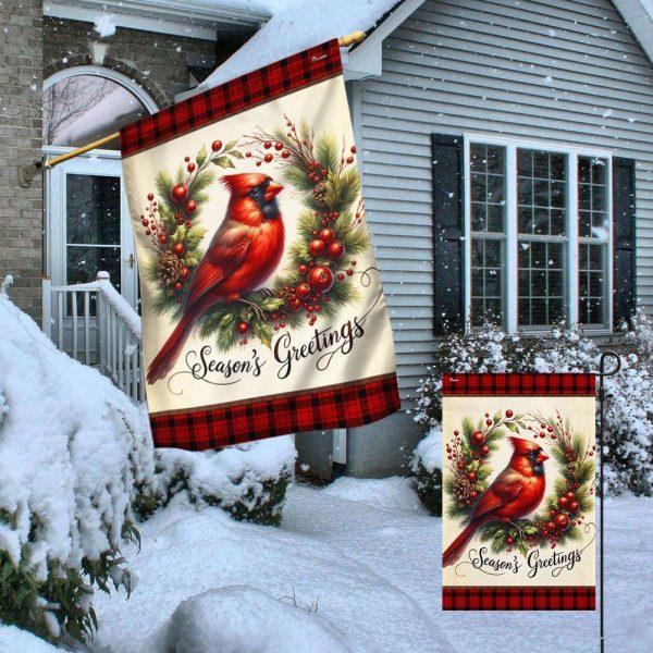 Christmas Flag, Cardinal Christmas Wreath Flag, Christmas Garden Flags, Christmas Outdoor Flag