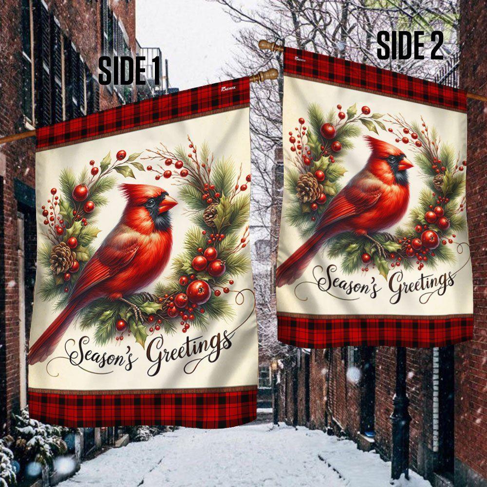 Christmas Flag, Cardinal Christmas Wreath Garden Flag, Christmas Garden Flags, Christmas Outdoor Flag