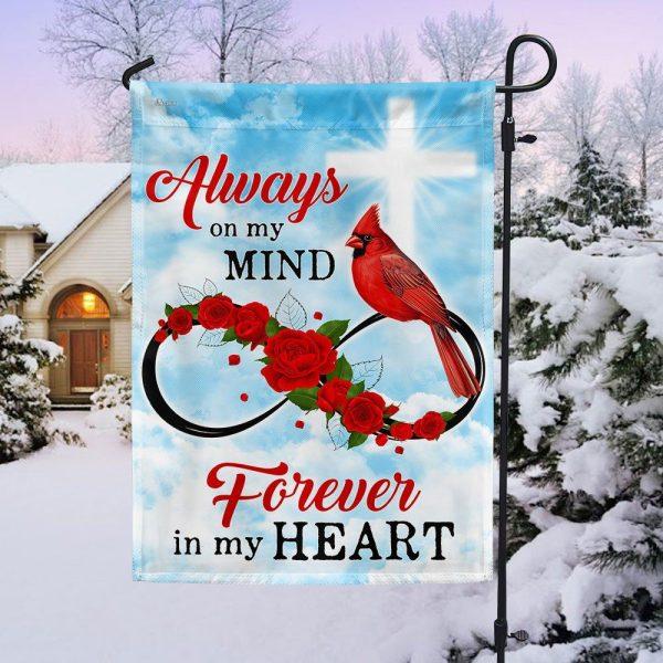 Christmas Flag, Cardinal Memorial Flag Always On My Mind Forever In My Heart, Christmas Garden Flags, Christmas Outdoor Flag