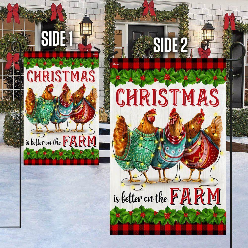 Christmas Flag, Chickens Christmas Is Better On The Farm Flag, Christmas Garden Flags, Christmas Outdoor Flag