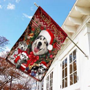 Christmas Flag, Christmas Begins With Husky Flag,…