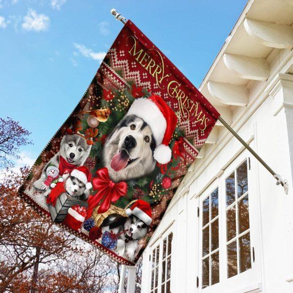 Christmas Flag, Christmas Begins With Husky Flag, Christmas Garden Flags, Christmas Outdoor Flag