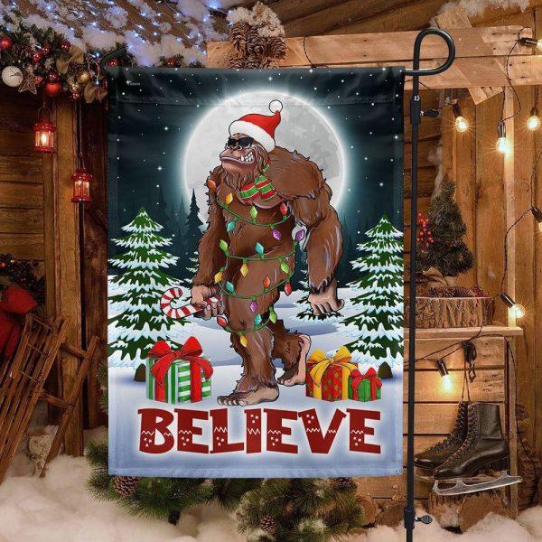 Christmas Flag, Christmas Bigfoot Flag Believe, Christmas Garden Flags, Christmas Outdoor Flag