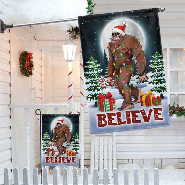 Christmas Flag, Christmas Bigfoot Flag Believe, Christmas Garden Flags, Christmas Outdoor Flag
