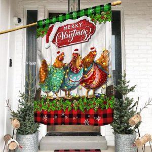 Christmas Flag, Christmas Hen Chickens Merry Christmas…