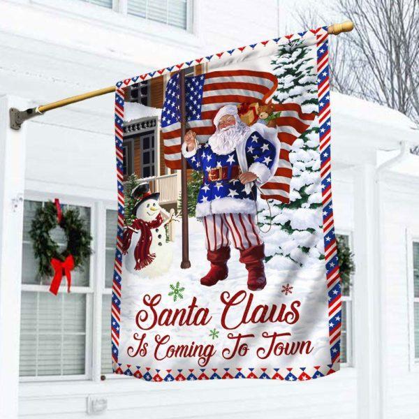 Christmas Flag, Christmas Joy Flag Santa Claus Is Coming To Town, Christmas Garden Flags, Christmas Outdoor Flag