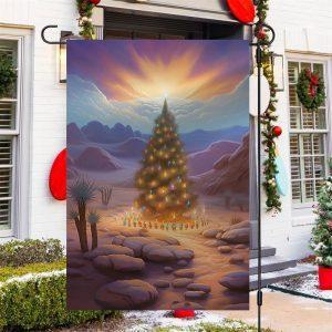 Christmas Flag, Christmas Tree Under Sunset Christmas…