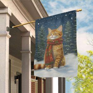 Christmas Flag Cute Cat Wearing Scarf Alone Between The Forest Winter Christmas Flag Christmas Garden Flags Christmas Outdoor Flag 2 lgeond.jpg