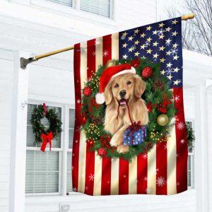 Christmas Flag, Golden Retriever Christmas American Flag,…