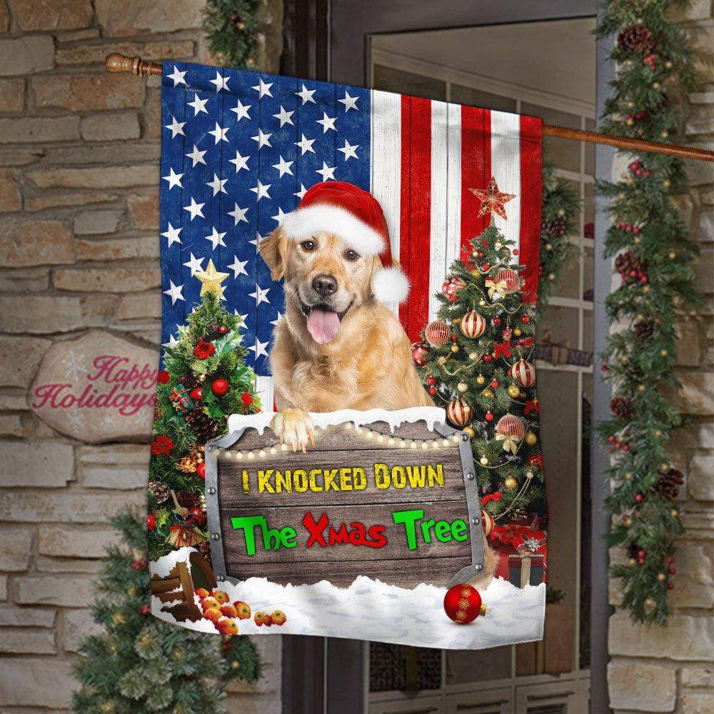 Christmas Flag, Golden Retriever Flag I Knocked Down The Xmas Tree, Christmas Garden Flags, Christmas Outdoor Flag