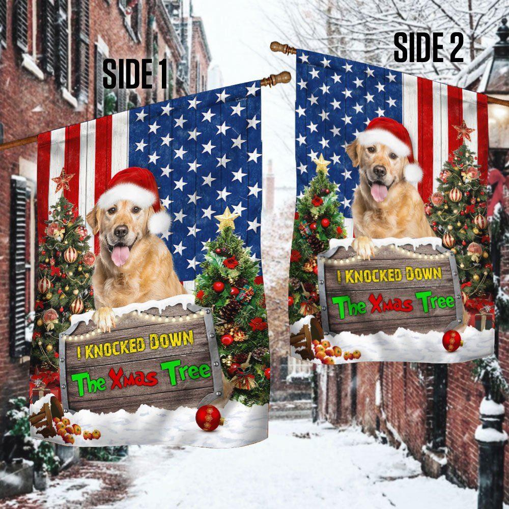 Christmas Flag, Golden Retriever Flag I Knocked Down The Xmas Tree, Christmas Garden Flags, Christmas Outdoor Flag