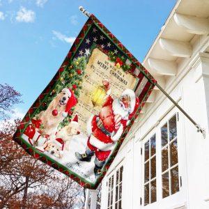 Christmas Flag, Golden Retriever Santa Hat In…