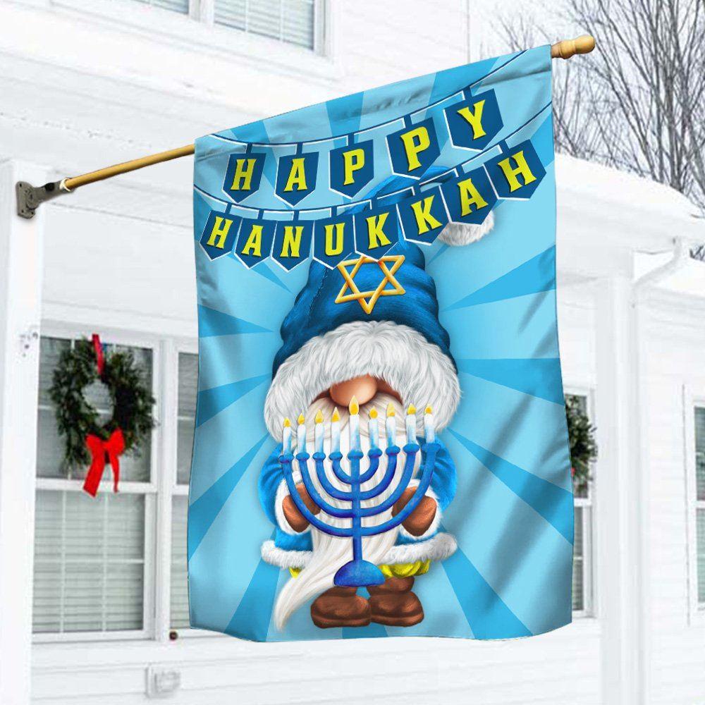 Christmas Flag, Happy Hanukkah Gnome Flag, Christmas Garden Flags, Christmas Outdoor Flag