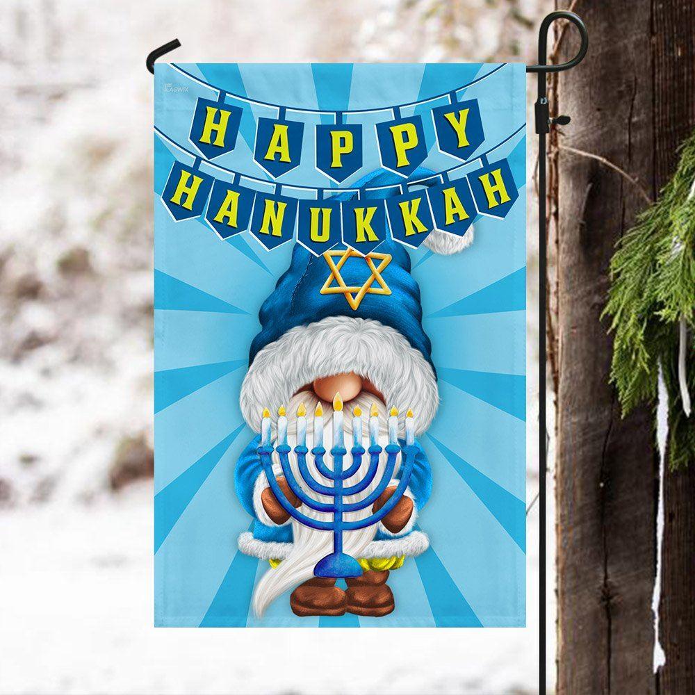 Christmas Flag, Happy Hanukkah Gnome Flag, Christmas Garden Flags, Christmas Outdoor Flag