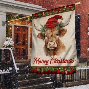 Christmas Flag, Highland Cow Fluffy Cow Christmas…