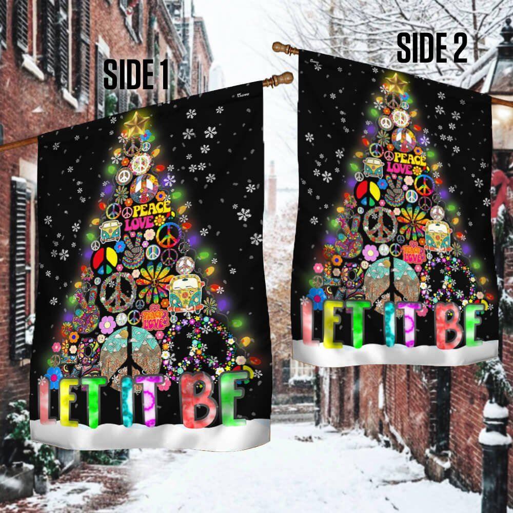 Christmas Flag, Hippie Christmas Tree Flag Let It Be, Christmas Garden Flags, Christmas Outdoor Flag Christmas Flag, Hippie Christmas Tree Flag Let It Be, Christmas Garden Flags, Christmas Outdoor Flag