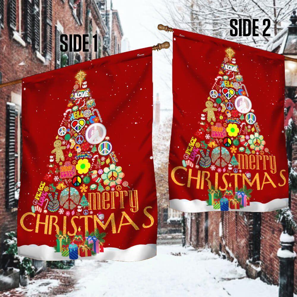 Christmas Flag, Hippie Christmas Tree Flag Merry Christmas, Christmas Garden Flags, Christmas Outdoor Flag
