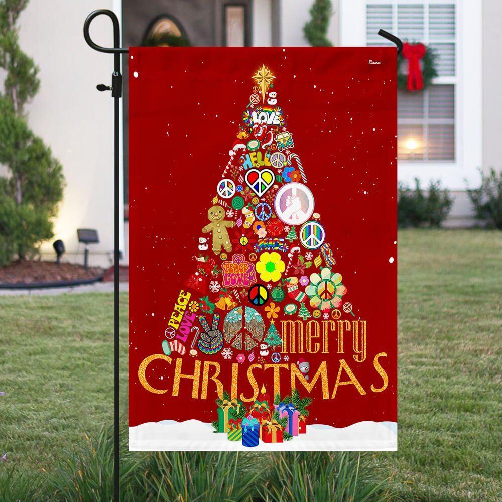 Christmas Flag, Hippie Christmas Tree Flag Merry Christmas, Christmas Garden Flags, Christmas Outdoor Flag