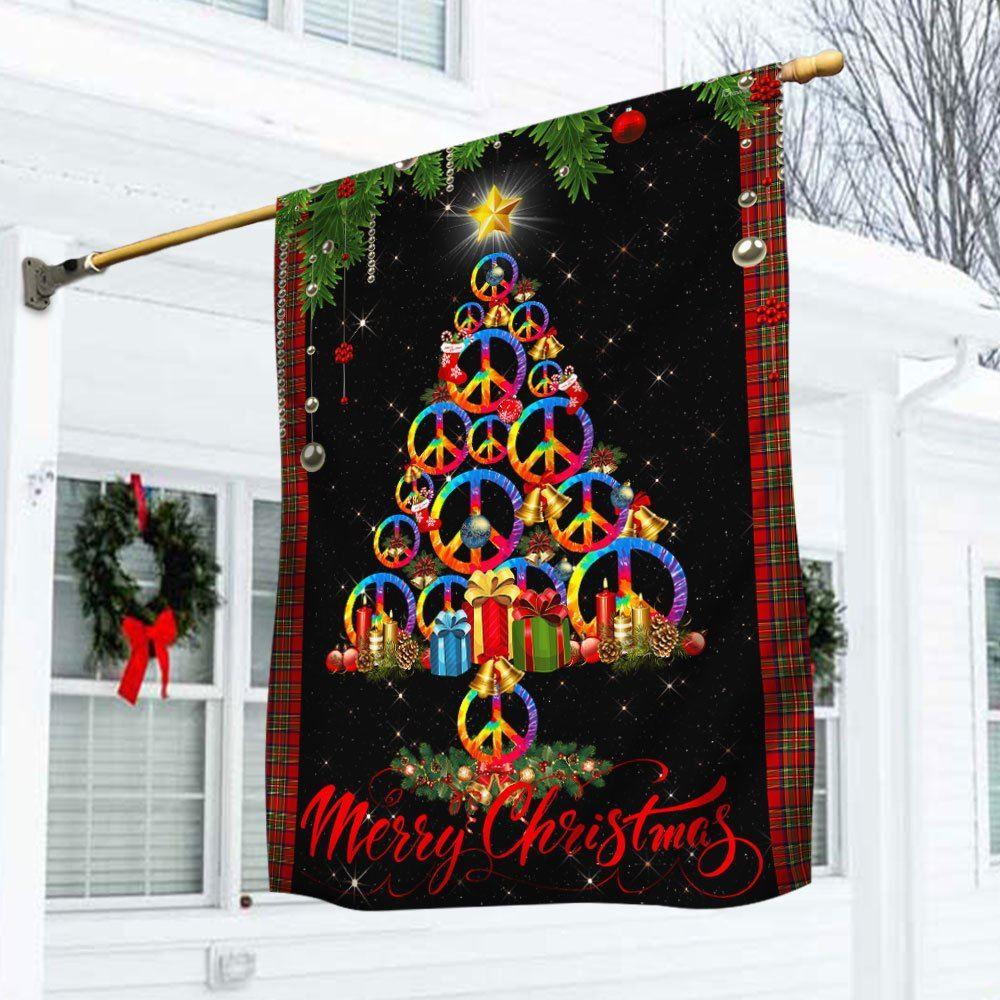 Christmas Flag, Hippie Flag Merry Christmas Hippie Flag, Christmas Garden Flags, Christmas Outdoor Flag