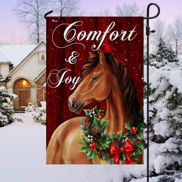 Christmas Flag, Horse Christmas Comfort And Joy Flag, Christmas Garden Flags, Christmas Outdoor Flag