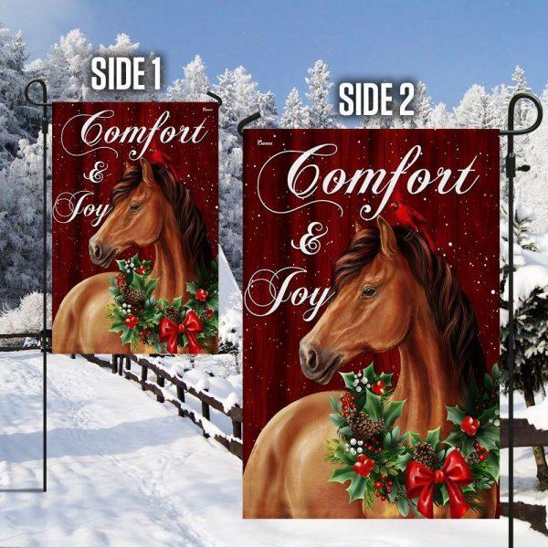 Christmas Flag, Horse Christmas Comfort And Joy Flag, Christmas Garden Flags, Christmas Outdoor Flag