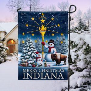 Christmas Flag, Indiana Christmas Flag Snowman with…