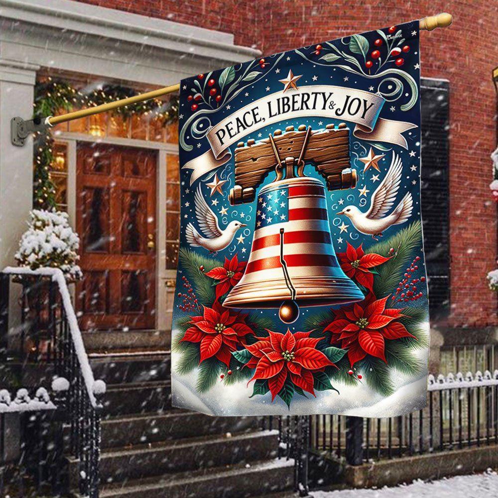 Christmas Flag, Liberty Bell Christmas Flag, Christmas Garden Flags, Christmas Outdoor Flag